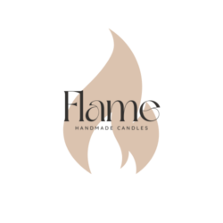 Afbeelding van het bedrijfslogo van Flame Handmade Candles, gespecialiseerd in handgemaakte sojawaskaarsen.